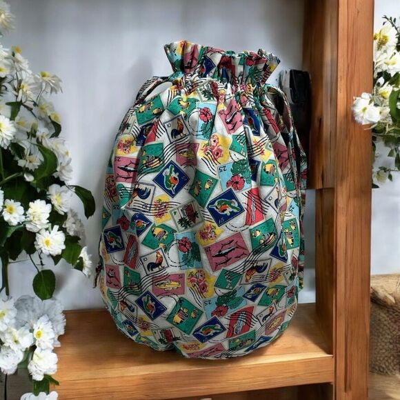 Vera Bradley Handbags - Retired Print Cuban Postage Stamp Vera Bradley Drawstring Fabric Tote